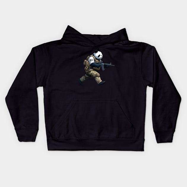 Tactical Panda Kids Hoodie by Rawlifegraphic